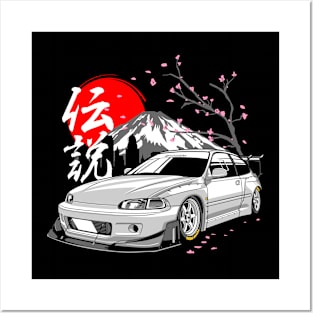 Honda Civic EG Sakura Widebody Posters and Art